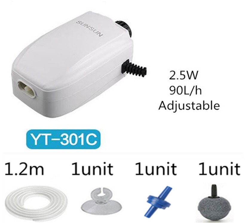 110-240V Ultra Leise Luftpumpe Für Aquarium Aquarium Doppel Outlets Sauerstoff Pumpe Einstellbare Langlebige Pumpe Schwarz körper Hohe Qualit: YT-301C A SET / 220-240v 50hz
