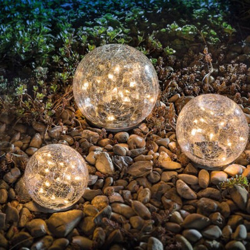 Solar Garden Light Crack Ball Lawn Light for Outdoor Decoration,Solar Powered,Waterproof,with LED Auto on / Off Light