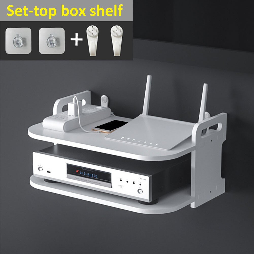 TV Box Shelf Double Layer Stand Rack Thick Space Saving Modern Home Easy Install Support Wall Mount DVD Player Router Bracket
