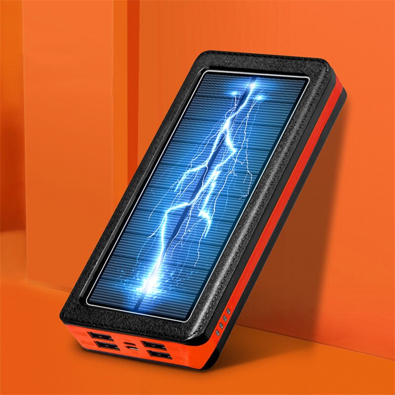80000Mah Solar Power Bank Draagbare Oplader Snel Opladen Externe Batterij 4USB Poort Powerbank Voor Xiaomi Iphone Samsung: Oranje