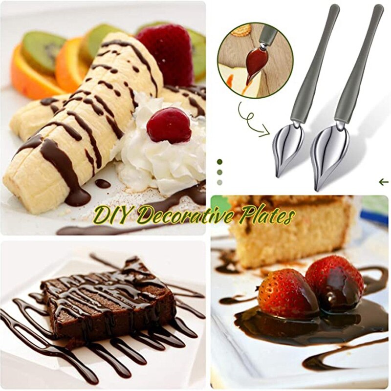 3 Pcs Candy Dipping Tools Chocolate Dipping Fork Spoons Set 2 Pieces Culinary Decorating Spoons for Decorative Plates