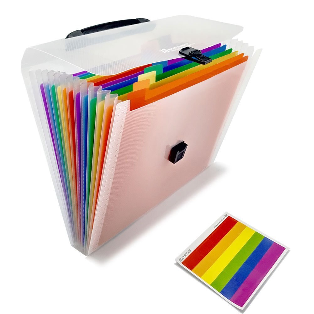 13 Zakken Plastic Uitbreiden Accordeon Mappen, Letter Size Portable Document Houder, A4 File Organizer