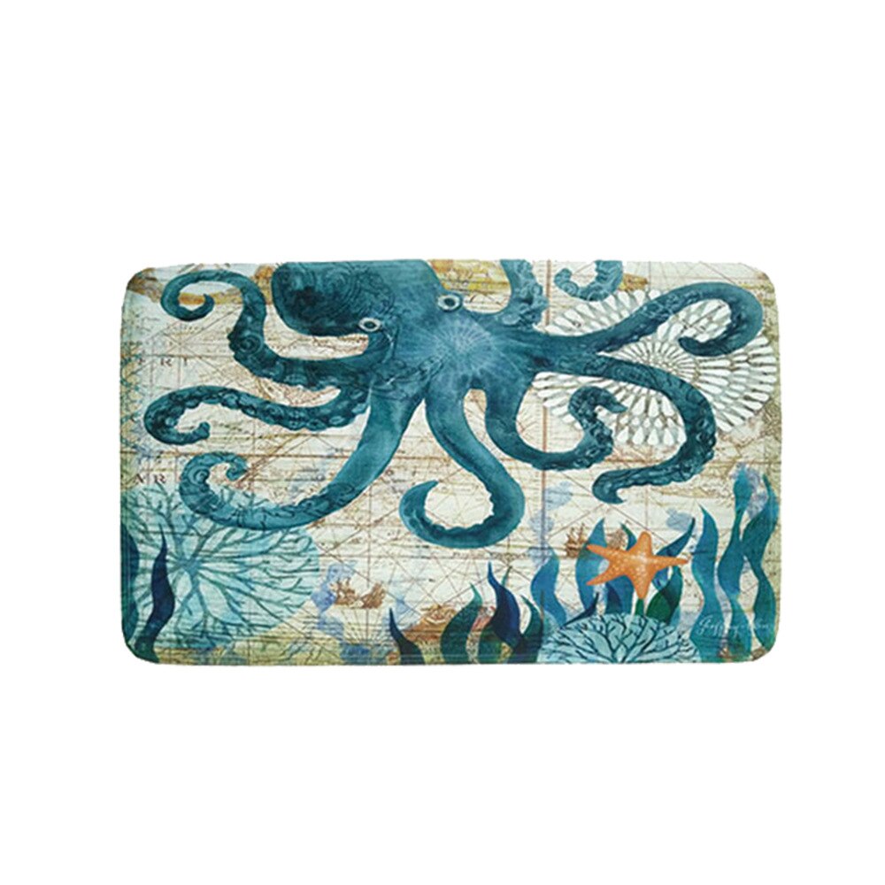 Printing Animal Bath Mat and Shower Curtain Set Absorbent Toilet Mat Bathroom Carpet Non-slip Foot Mat Microfiber Bath Mat: ZYDD-40X60cm
