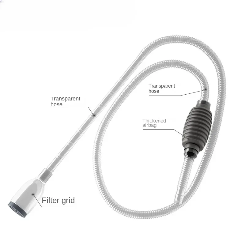 Kit de herramientas de limpieza para lavado de hielo y cambio de agua, sifón para acuario, grava al vacío/arena, con tubo de extensión, grande: Negro