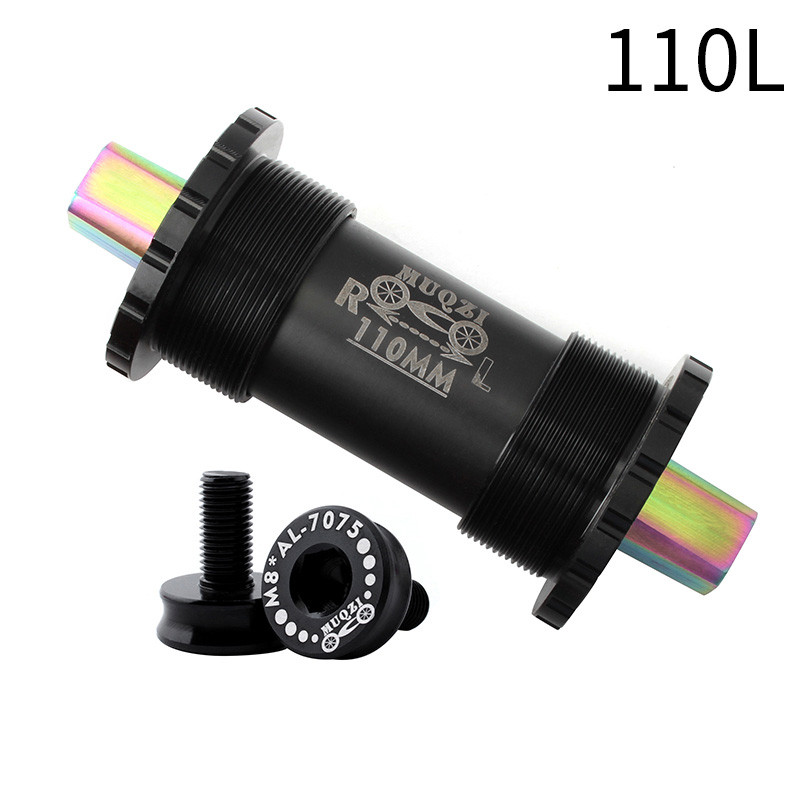 Mountain Bike Titanium Alloy Square Hole Ceramic Bottom Bracket 103/107/110/113/119/122mm Folding Road Bike Bottom Brackets: Black-110mm