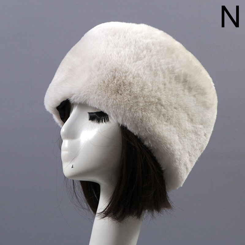 Moda Rrabbit Faux futro kozak styl rosyjski kobiety zimowe miękkie czapki narciarskie ciepłe okrągłe płaskie czapki kobiece nakrycia głowy: N