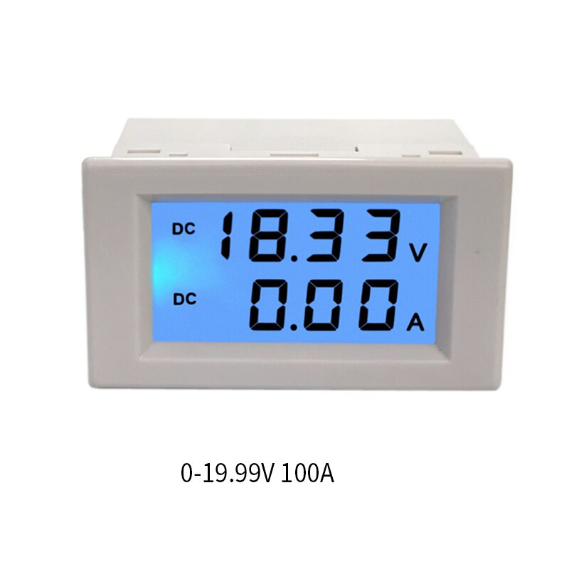 1pcs White multi-standard dual LCD display DC voltage and ammeter voltmeter ammeter range DC 0-600V 0-200A blue backlight: 0-19.99V 100A