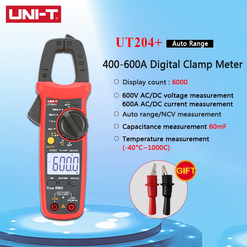 UNI-T UT201+/UT202+/UT202A+/UT203+/UT204+ Digital Clamp Multimeter AC DC current voltage Multimeter Capacitance Temperature Test