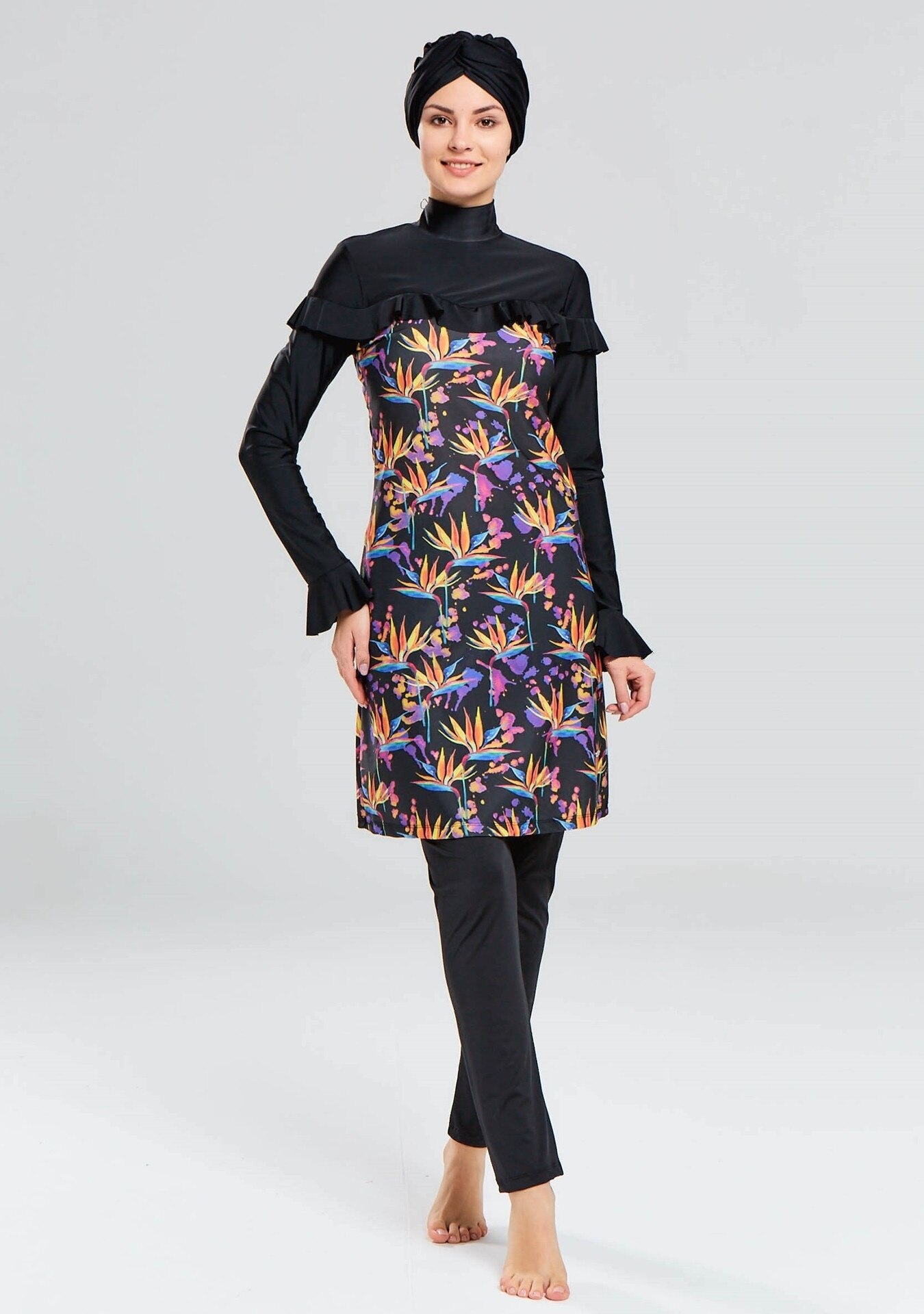 Burkini, langer muslimischer badeanzug für frauen, 3 -teilig, abaya, dubai, arabische damenbadeanzüge, türkei, maillots de bains, muslims ensemble  f2965