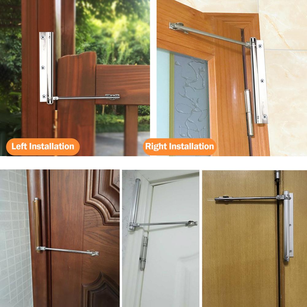 Adjustable Door Closer Stainless Steel Surface Mounted Automatic Spring Latch Furniture Hinge Household Office Door Hardware