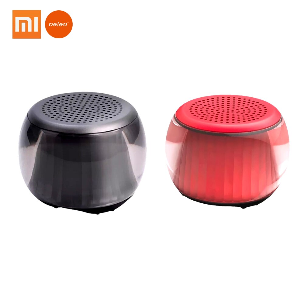 Xiaomi Velev TWS Lighting Bluetooth Speaker Interconnected Stereo BT5.0 LED Rhythm Lighting Music Player Sound Amplifier Speaker: Black and Red
