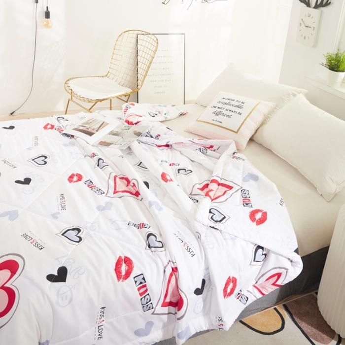 Sommervasket quilt polyester air-conditioning dyne blød åndbar køligt tæppe tyndt geometrisk print sengetæppe sengetæppe