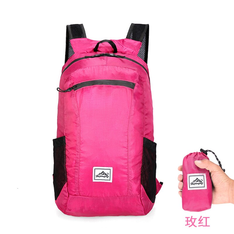20L Lightweight Portable Foldable Backpack Waterproof Backpack Folding Bag Ultralight Outdoor Pack for Women Men Travel Hiking: RoseRed-20L