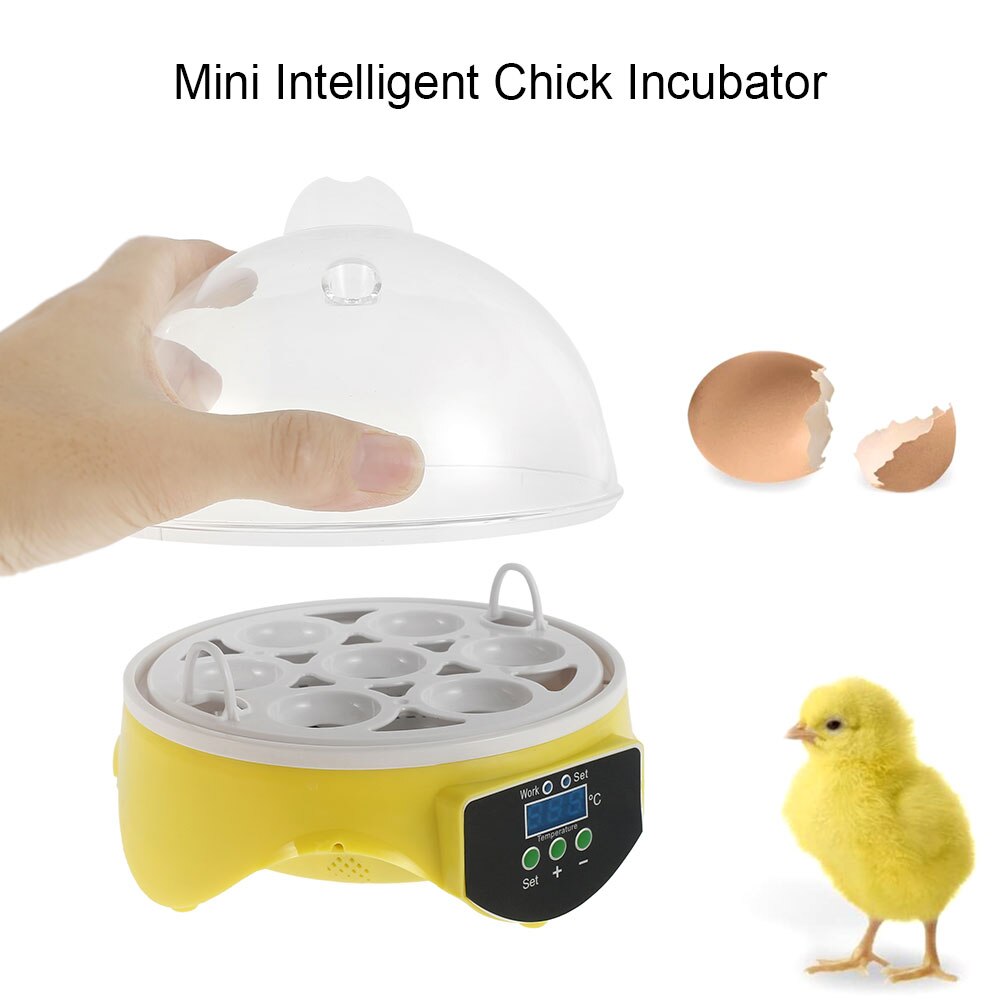 Mini 7 Egg Incubator Poultry Incubator Brooder Digital Temperature Hatchery Egg Incubator Hatcher Chicken Duck Bird Pigeon