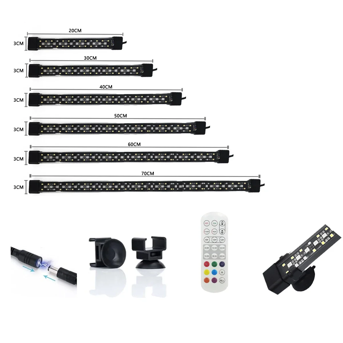 20-70cm Fish Tank 24/7 Full Spectrum Lighting LED Light Aquarium Decoration Aquatic Plant Growth Lamp IP68 Waterproof Freshwater
