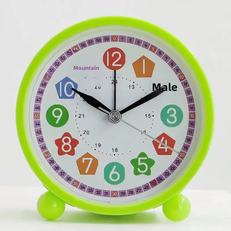 Cutesimple Alarm Clock For Children Early Education Desktop Wake-up Tool Bedroom Study Clock Easy To Read Time Display: Burgundy