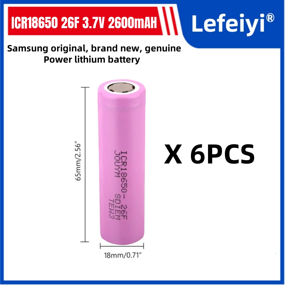 Original 18650 3.7V 2600mAh rechargeable li-ion Battery For ICR18650 26F 2600mAH batteries: Blue