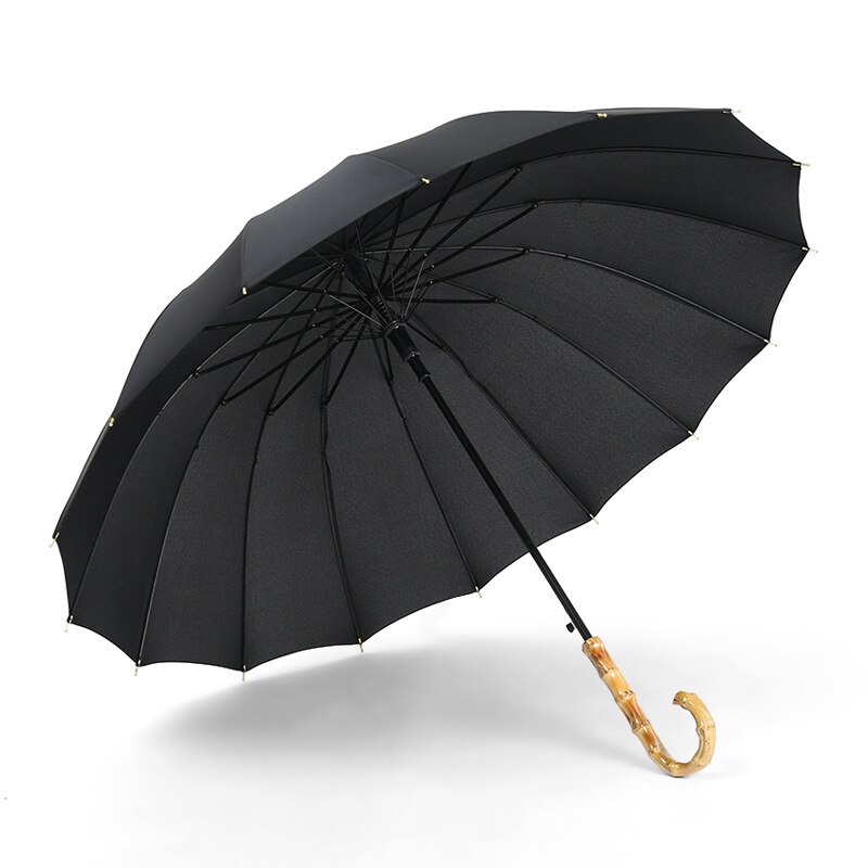 Paraguas de lluvia largo y fuerte con mango de bambú Yesello para hombres y mujeres, Parasol de estilo japonés de fibra de vidrio de 16K