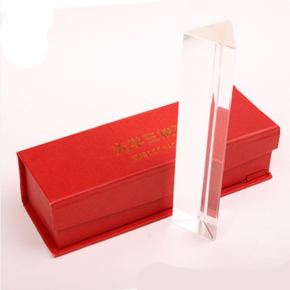 18CM Optical Glass Triple Triangular Prism Physics Teaching Light Spectrum Box