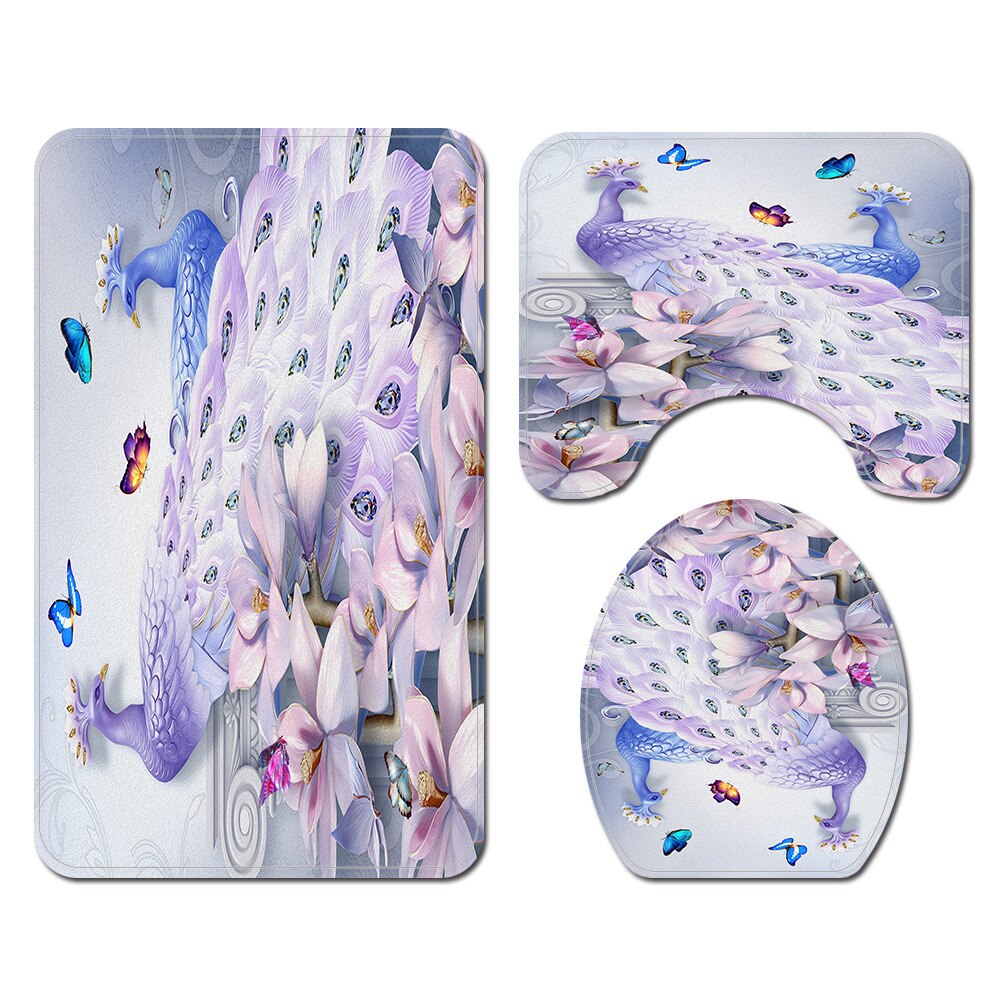 Print Bloemen Douche Mat Badkamer Tapijt Anti Slip Tapijt Pad Absorberende Badmatten Set Microfiber Mat Voor Badkamer: Bath Mats-608