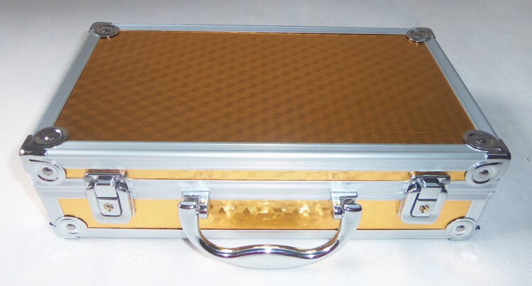 300*170*80Mm Toolbox Aluminium Gereedschapskist Draagbare Instrument Storage Case Met Spons Voering Handheld Slagvast koffer