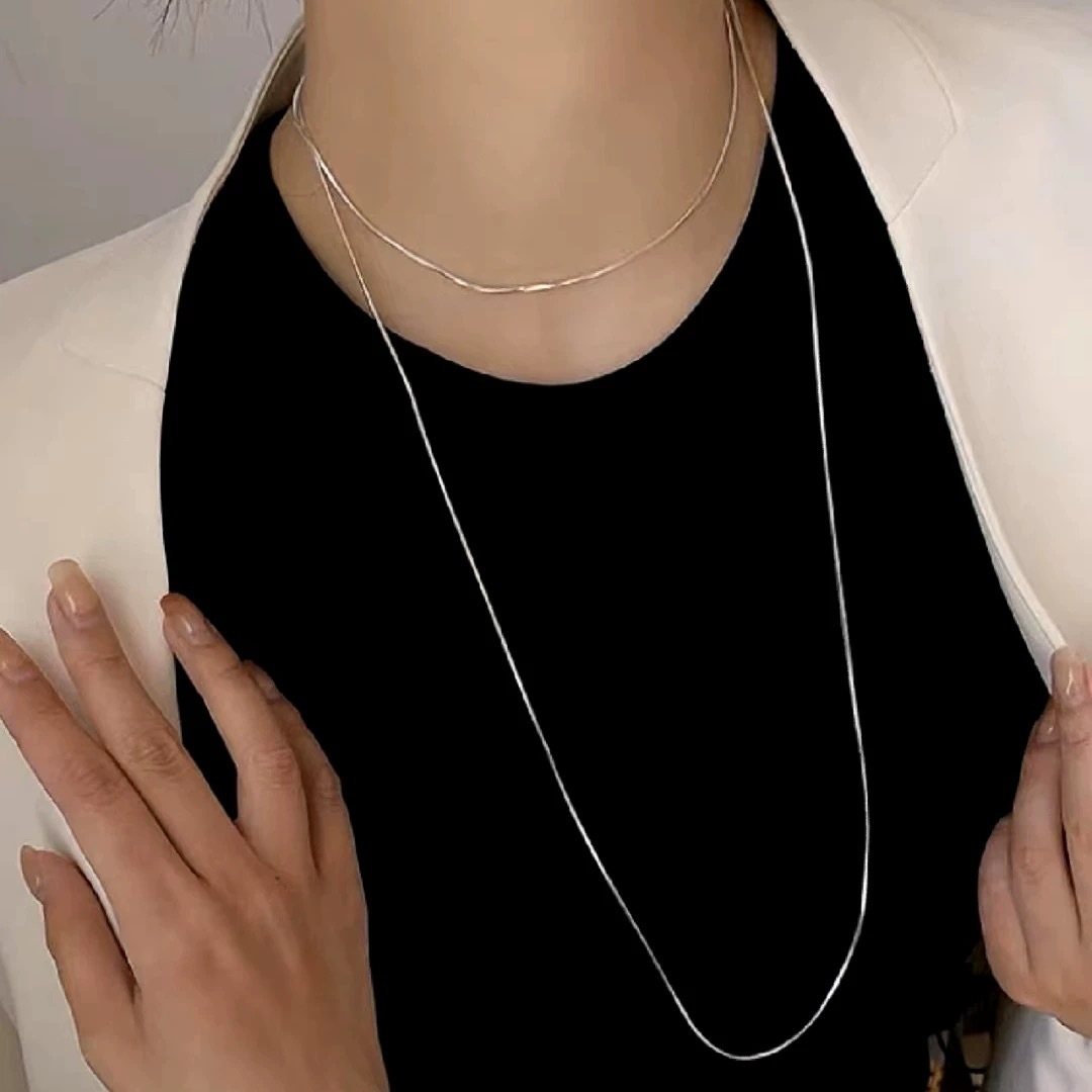 Double Layer 120cm Snake Chains Neckalce for Women Stainless Steel Long Sweater Necklaces Chaoker Jewelry