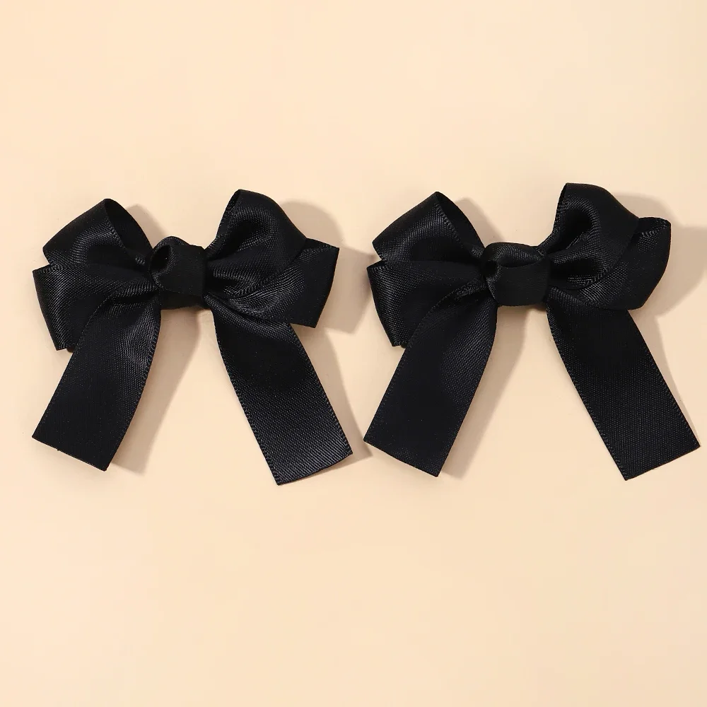 Pinzas para el pelo con lazo para niña, 2 piezas, lazos de cinta de Color sólido, horquillas, accesorios para el cabello de Boutique para niños,: Albaricoque