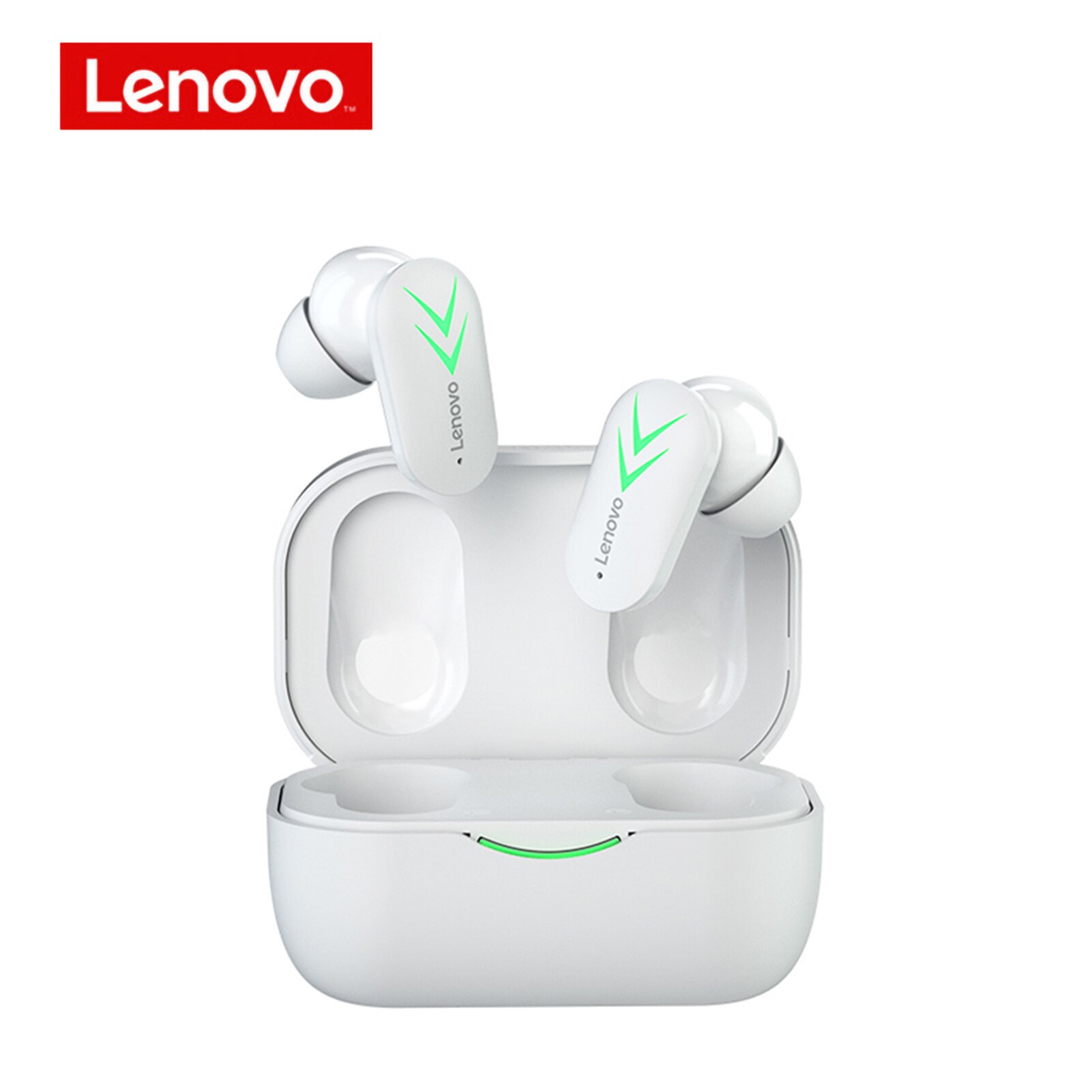 Lenovo XT82 Draadloze BT5.1 Gaming Koptelefoon In-Ear Sport Gaming Oordopjes BT5.1 Chip Lage Latency Met Led Batterij-Display wit: WHITE
