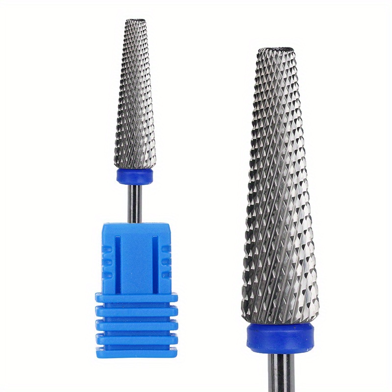Brocas para uñas superlargas 5 en 1, broca cónica cruzada de carburo de 3/32 pulgadas, Lima eléctrica giratoria bidireccional, accesorios para manicura: Azul