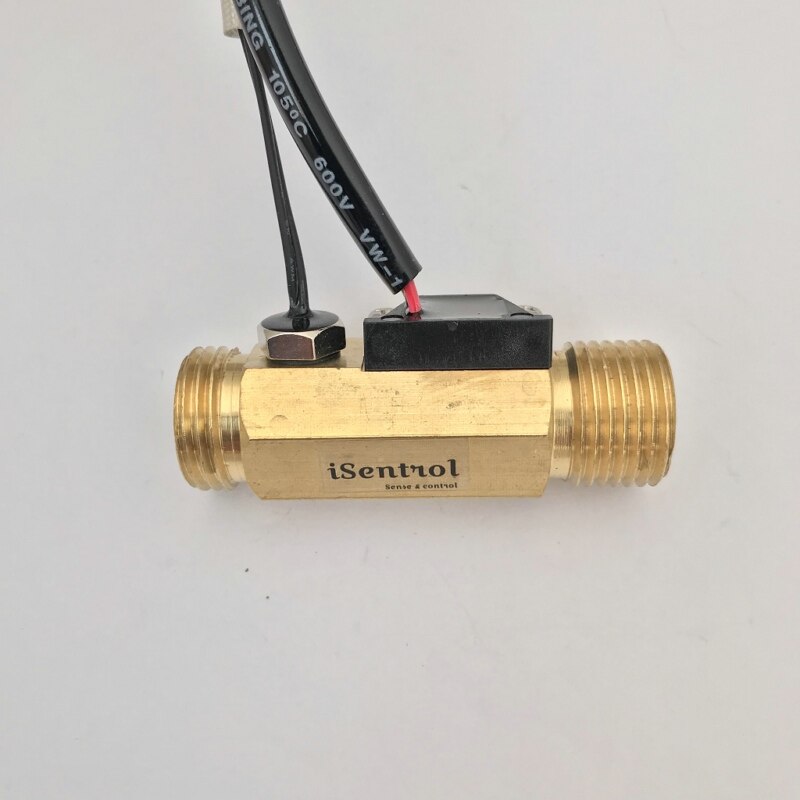 USC-HS21TLT brass body hall effect water flow sensor with temperature sensor NTC50K 1-30L/min male G1/2" DN15mm