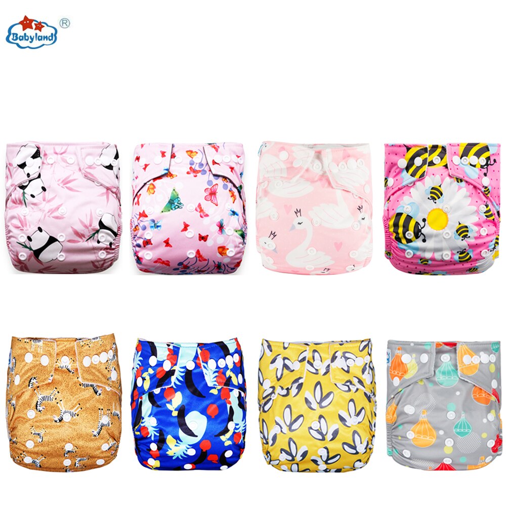 Babyland Umweltfreundliche Baby Tuch Windeln 8 teile/los Baby Windel Drucke Mehrweg Tasche Windel Für Baby 0-2 jahre/3-15KG: Girl F 8pcs