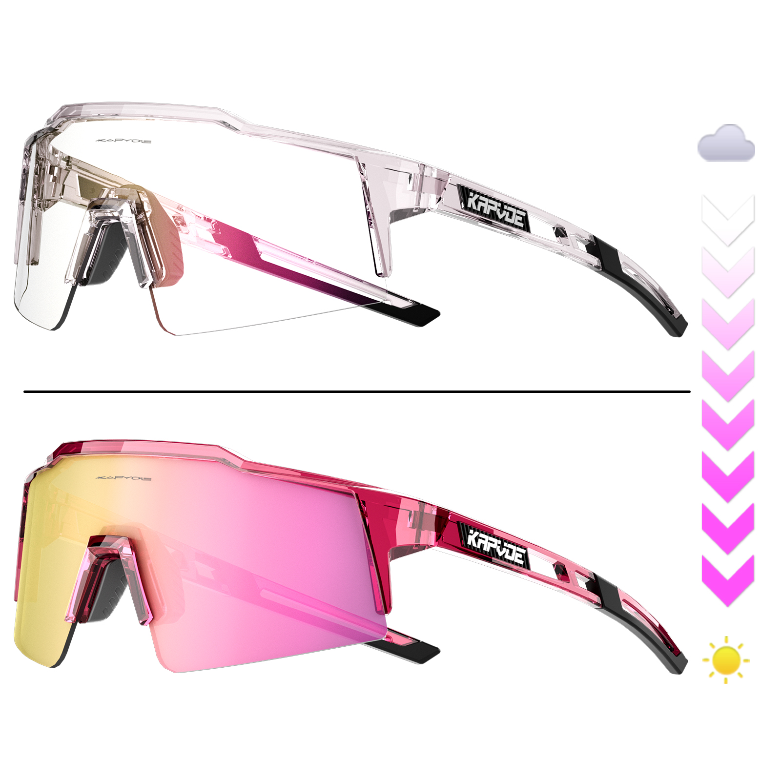 Kapvoe fotokromatiska cykelsolglasögon för män kvinnor cykelglasögon ridning körning  uv400 mountainbikeglasögon glasögon sport: Champagne