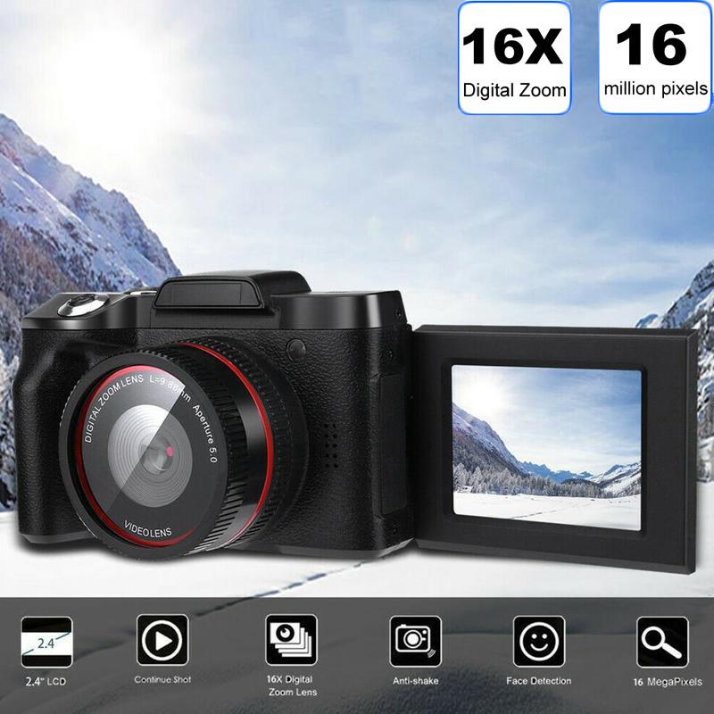 Fotocamera HD portatile fotocamera reflex digitale schermo LCD TFT da 2.4 pollici 1080P 16X Zoom ottico anti-vibrazione fotocamera reflex professionale 1080P