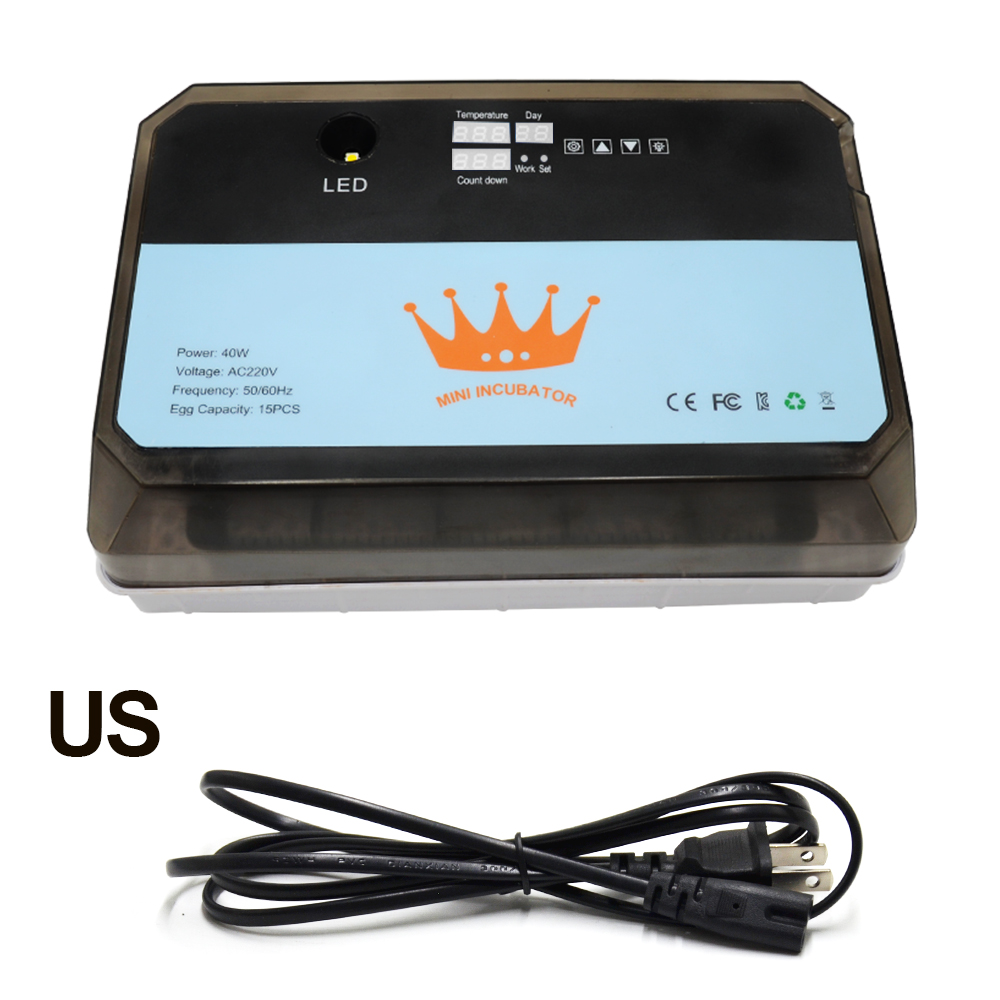 Newest Farm 15Eggs Incubator Multifunctional Automatic Digital Incubator with Temperature Humidity Sensors for: US Plug