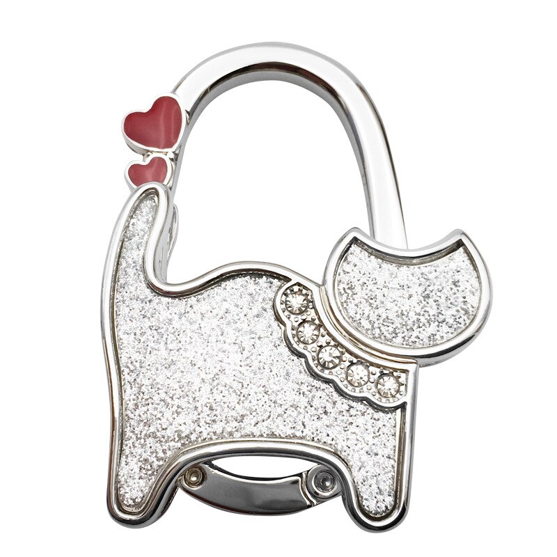 Bolsa monedero plegable Unisex para gatos, con diamantes de imitación, gancho para colgar, Seguro: 0010