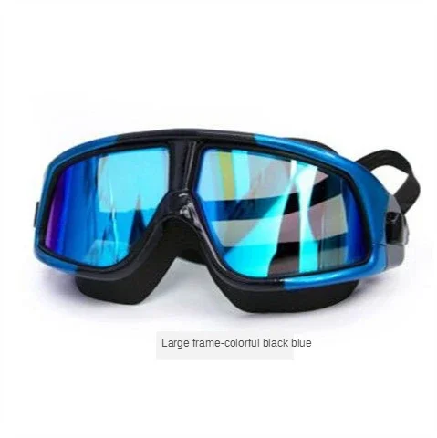 Adjustable Swimming Glasses Women and Men Myopia Waterproof Anti-Fog Goggles Set Acetate Blue Polycarbonate: Ivory