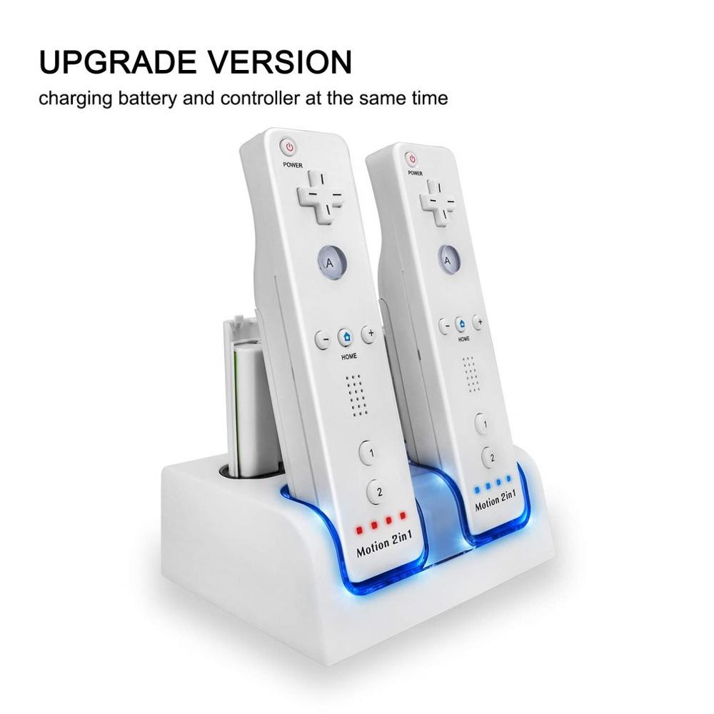 Stazione di Ricarica LED 4 in 1 + Batteria per Accessori di Gioco Nintendo Wii U