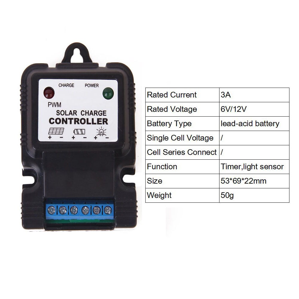 LED 3A Solar Charge controller 3.2 3.7 6.4 12.8 25.2 12 24 V Li-ion Lithium 3s 6s Battery charger Regulator PV Street light lamp: 3A 6V 12V
