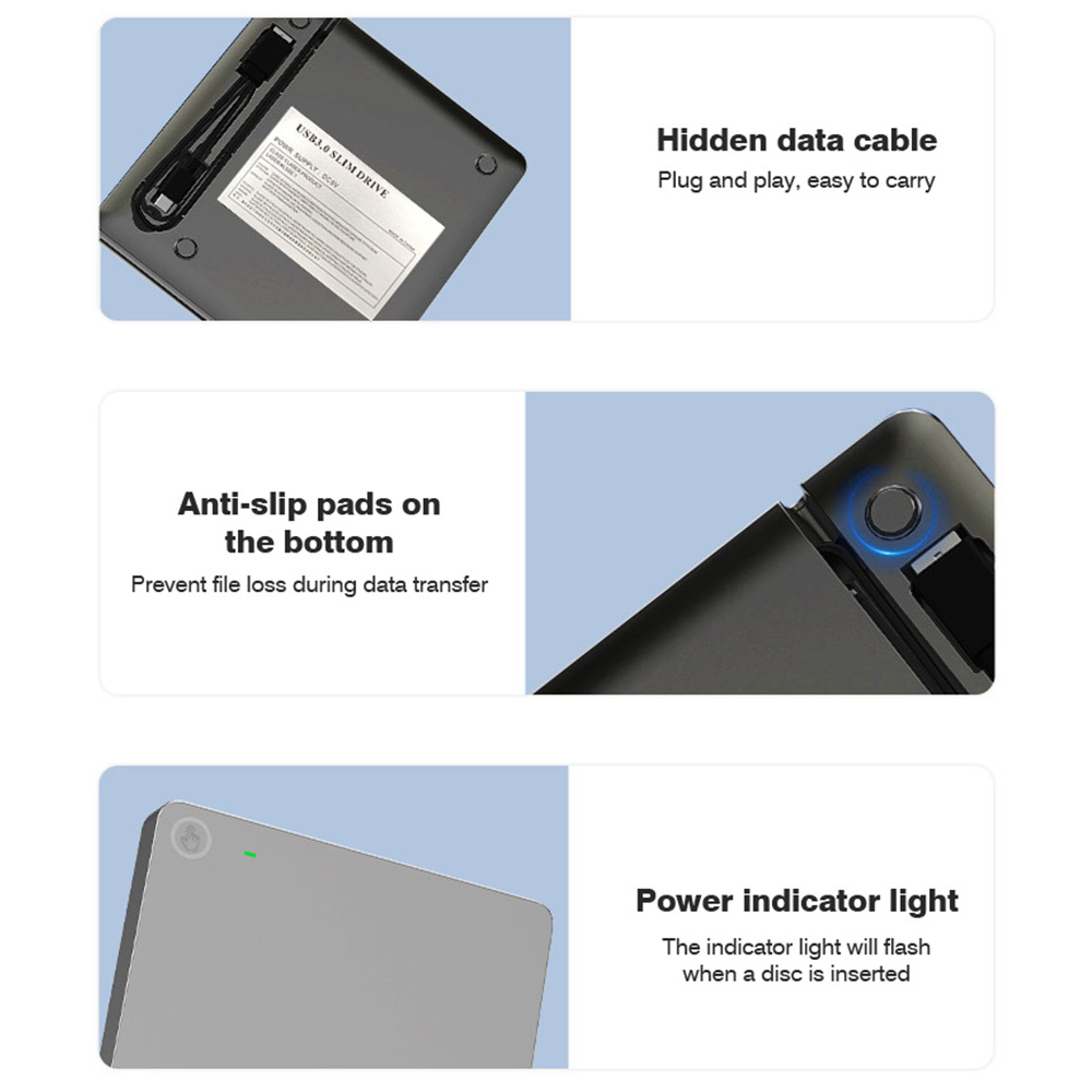 2in1 Slot-loading USB 3.0 Type-C External DVD RW Optical Drive Burner High Speed ​​Reader Player Laptop PC Desktop DVD Portatil