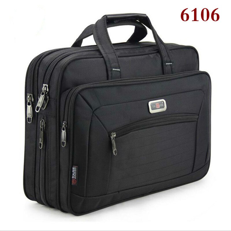 Classic Men Laptop Hand bags Male Durable Oxford Cloth Business Shoulder Bag Office Bags Women 15" Computer Handbag: 6106-Black