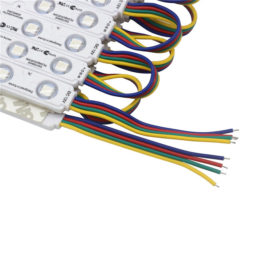 20pcs/lot 5050 Chip 3 LED Injection Module Lighting 12V IP67 Waterproof 4pin RGB Led Modules Ultra Bright Sign Strip Backlight