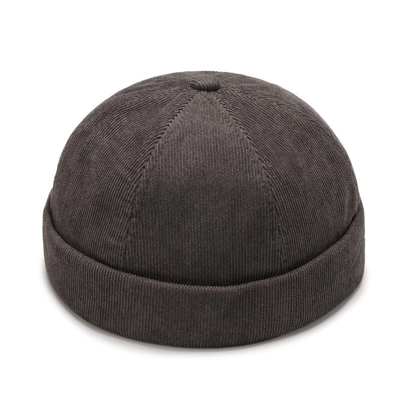 Mode Hip Hop Hoeden Brimless Skullies Caps Voor Mannen Beanie Hoed Vintage Mannen Caps Corduroy Effen Kleur Straat Verhuurder hoed: COFFEE