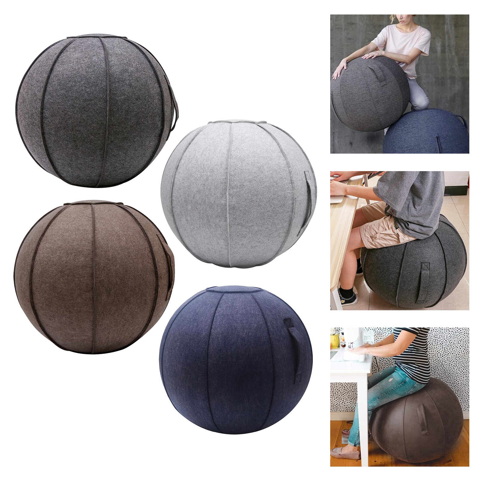 65Cm Vilt Zitten Bal Stoel Bescherming, duurzaam Self-Staande Oefening Bal Balance Pilates Yoga Ballen Huid Cover Met Handvat