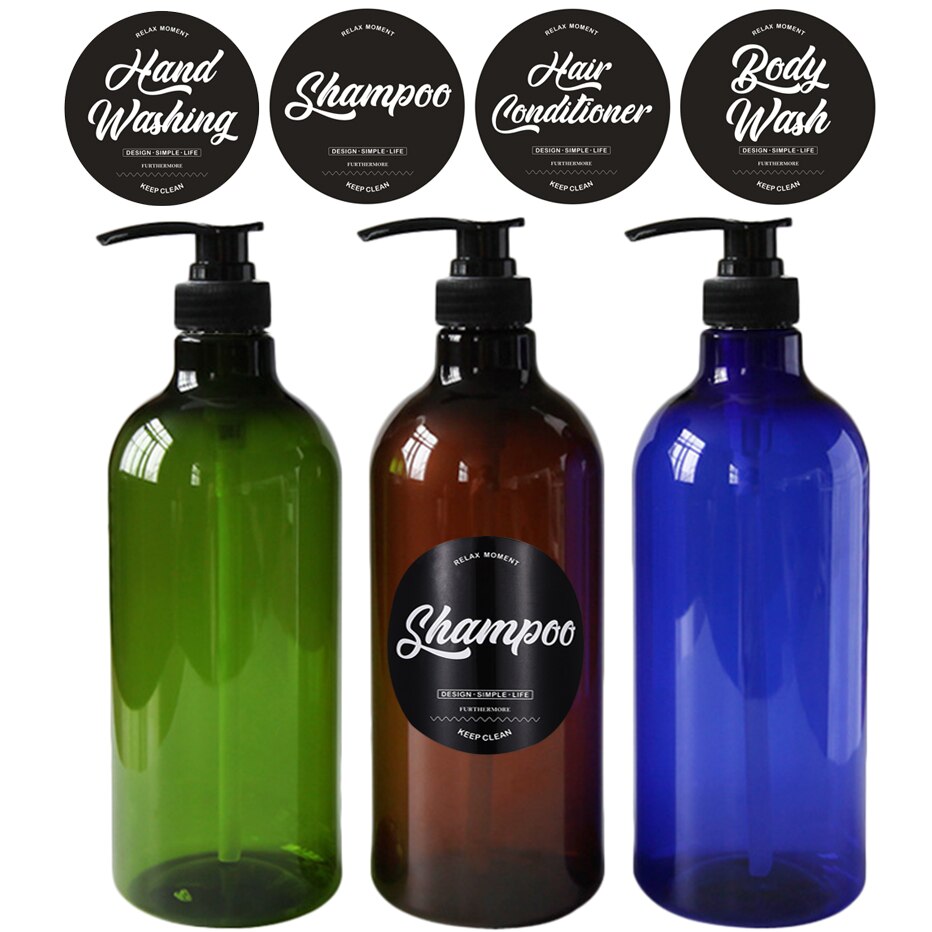 1000ml Shampoo Body Wash Hair Conditioner Press Bottles Soap Dispenser Liquid Lotion Container Bathroom Shower Refillable Bottle
