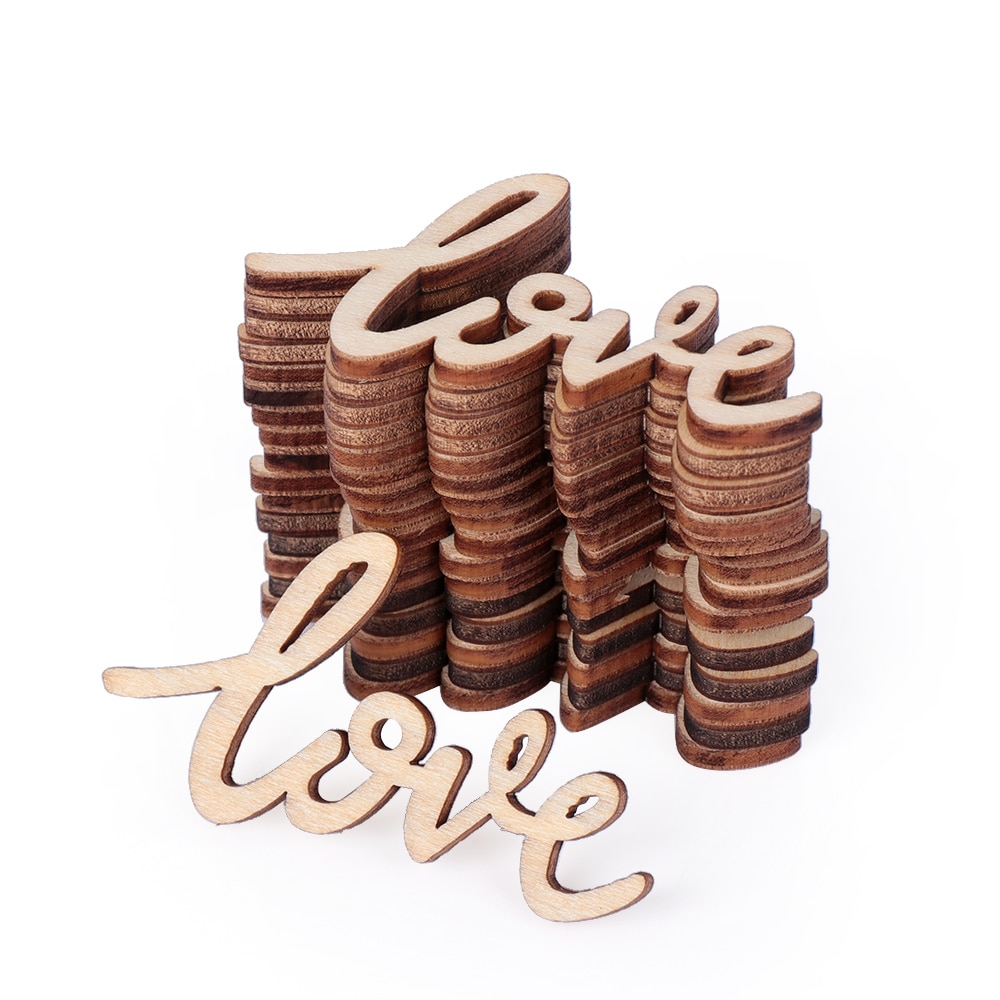 18Pcs 55mm Valentijnsdag Rustieke Houten Liefde Letters Shabby Chic Craft Scrapbook Confetti Wedding Anniversary Tafel Decoratie