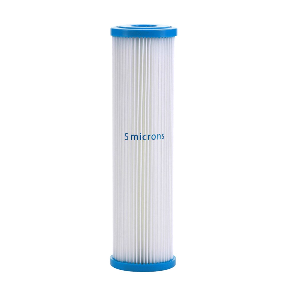 Whole House 2.5" x 10" Polypropylene Pleated Sediment Water Filter Cartridge 5 Micron, Washable & Reusable