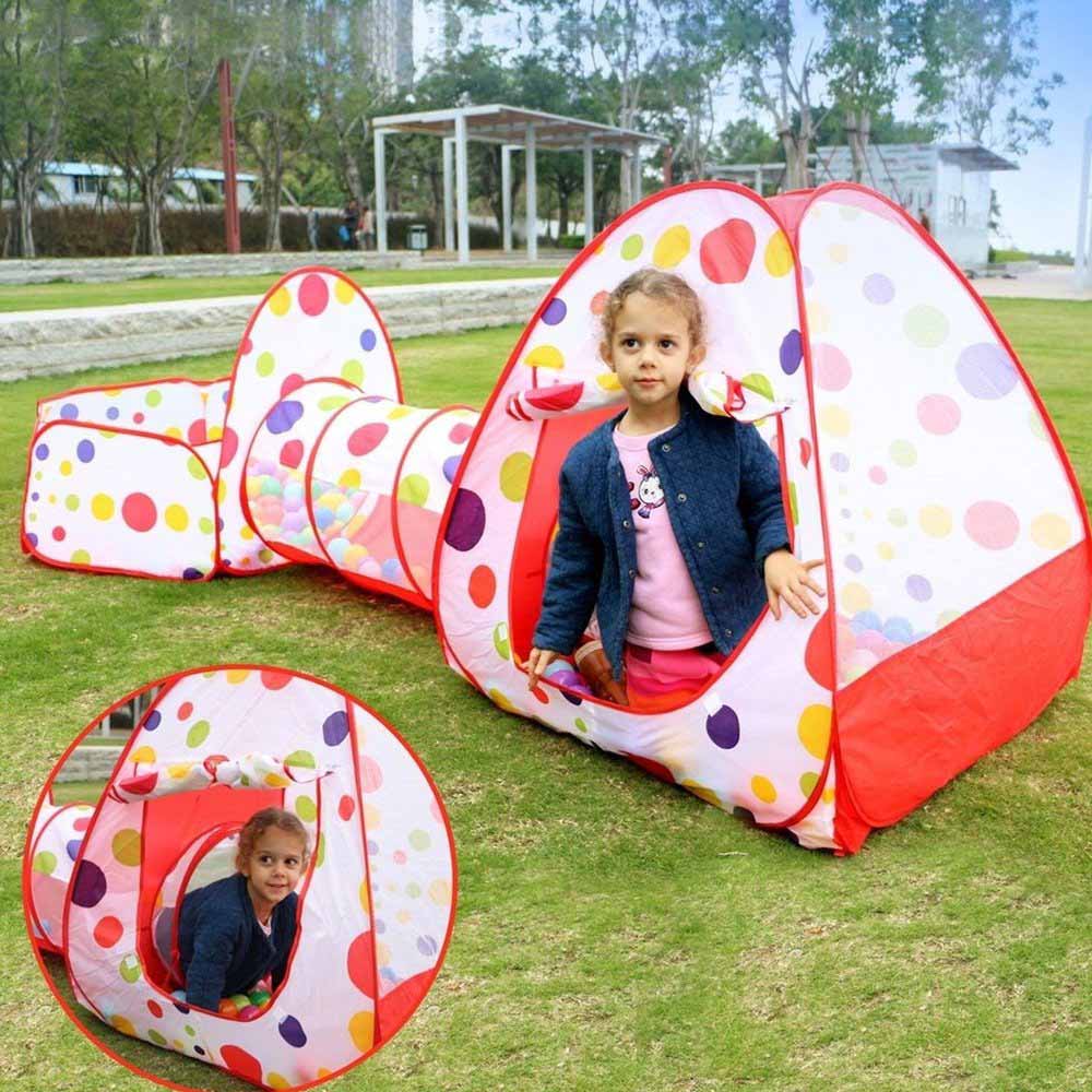 3-In-1 Kinderen Spelen Huis Buiten Pop Up Tent Met Een Tunnel Grote Bal Pit Kinderen Spelen huis Opvouwbaar Opvouwbare Baby Speelgoed Tenten