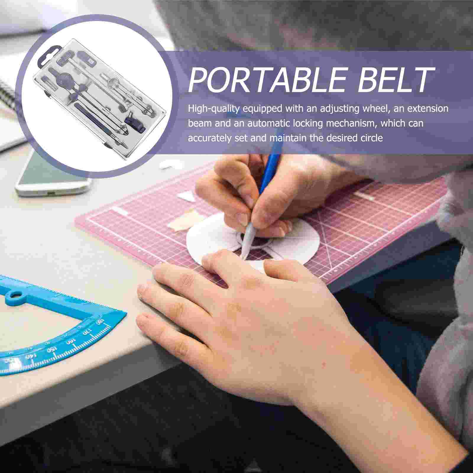 Compás de dibujo , suministros prácticos de dibujo, azul, 1 Juego de 7 piezas
