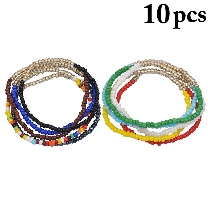 10 Teile/satz Böhmischen Stil Perlen Armbänder Ethnische Elastische mehrschichtig Armbinde Charme Armbinde Schmuck Zubehör Für Frauen Mädchen