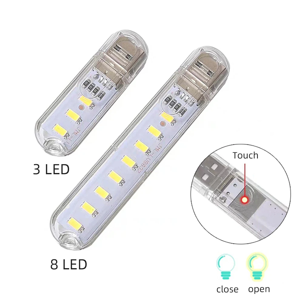 Mini-USB-LED-Schreibtischlampe, tragbares Touch-Sensorlicht, dimmbare Helligkeit einstellbar für Powerbank, PC, Laptop, Notebook